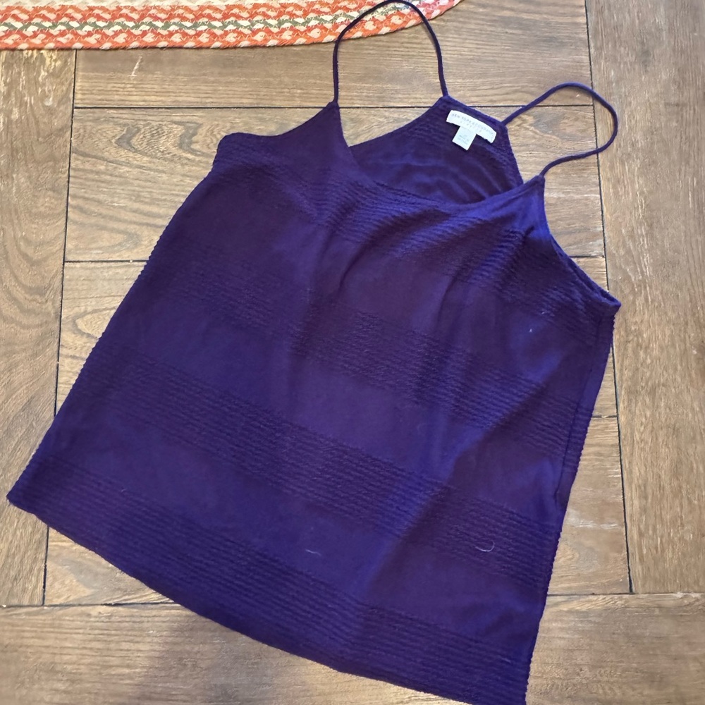 New York & Company Purple Striped Tank Top